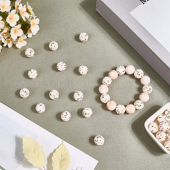 30 шт. круглые силиконовые бусины с принтом в виде подсолнуха&nbsp;SIL-SC0002-84E