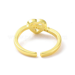 Открытое кольцо-манжета в форме сердца из прозрачного кубического циркония RJEW-H127-11G
