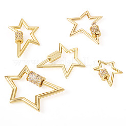 Латунь микропаве прозрачный кубический цирконий винт карабин брелоки&nbsp;KK-TA0002-47B