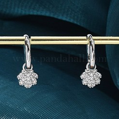 Серьги-кольца из латуни с прозрачным фианитом&nbsp;EJEW-Q014-06P