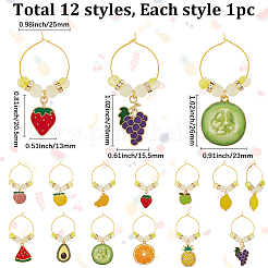 Подвески для бокалов для вина из эмалированного сплава с фруктами&nbsp;HJEW-WH00046