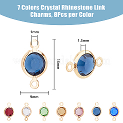 56 шт. 7-х цветные латунные подвески-соединители с паве из стекла&nbsp;FIND-DC0005-15