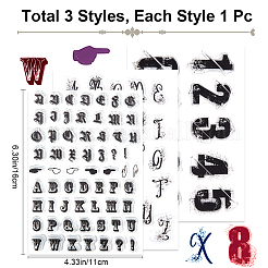 3 шт. 3 стиля буквенно-цифровые прозрачные силиконовые штампы&nbsp;DIY-CP0009-76