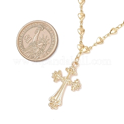 Женские ожерелья из латунной цепочки с подвеской в виде креста из сплава&nbsp;NJEW-JN05617