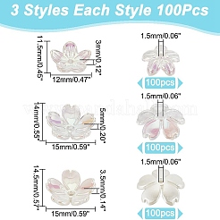 300 шт. 3 стиля прозрачных и непрозрачных акриловых колпачков для бусин-цветов&nbsp;MACR-AR0001-25