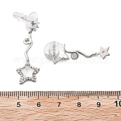 Серьги-гвоздики из прозрачной латуни с кубическим цирконием в форме звезды&nbsp;EJEW-D301-01P