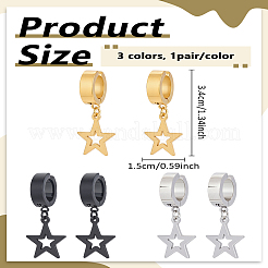 6 шт. 3 цвета 204 серьги-каффа из нержавеющей стали&nbsp;EJEW-LP0007-057