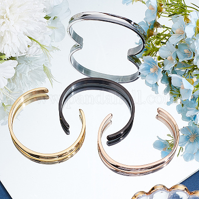 4 шт. двухцветные браслеты-манжеты из нержавеющей стали&nbsp;BJEW-SC0001-67C-1