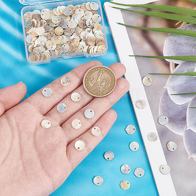 200 шт. плоские круглые подвески из натуральной ракушки акойя&nbsp;BSHE-AR0001-06-1