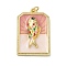 Brass Enamel Pendants, Long-Lasting Plated, Rack Plating, Lead Free & Cadmium Free, Rectantle with Fish Charms, Real 18K Gold Plated, 29x19.5x4.5mm, Hole: 3mm