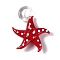 Handmade Lampwork Pendants,  Starfish, FireBrick, 34~37x26~29x7~8mm, Hole: 6.5~7x6.5~7.5mm