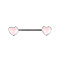 Brass Enamel Pink Heart Barbell Nipple Rings, with 316L Stainless Steel Pins, Stainless Steel Color, 31mm