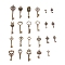 Zinc Alloy Pendant, for DIY Jewelry, Key, Antique Bronze, 21.5~69x9.5~22x1~5.3mm, Hole: 1~14mm, 2pcs/style, 23 Style, 46pcs/set