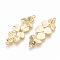 Brass Links Rhinestone Settings, Flower, Real 18K Gold Plated, Fit for 1mm Rhinestone, 38x14x3mm, Hole: 1mm