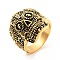 316 Stainless Steel Skull with Cross Finger Ring, Gothic Jewelry for Men Women, Halloween Theme, Antique Golden, US Size 12 3/4(22mm)