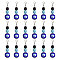 18Pcs Handmade Evil Eye Lampwork Bead & Natural Black Agate Pendant Decorations, with Alloy Lobster Claw Clasps, Antique Silver & Platinum, 59.5mm