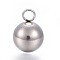 Tarnish Resistant 201 Stainless Steel Pendants, Round, Stainless Steel Color, 17x12mm, Hole: 3.5mm