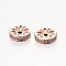 Brass Micro Pave Grade AAA Cubic Zirconia Beads, Disc, Cadmium Free & Nickel Free & Lead Free, Real Rose Gold Plated, 6x3mm, Hole: 1.5mm