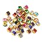 Glass Beads, Mixed Color, Column, with Brass Core, Golden, 6x5.5mm, Hole: 1.4mm