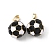 Brass Enamel Charms, Football Charm, Black, 15x12mm, Hole: 4x2.5mm
