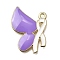 Alloy Enamel Pendants, Golden, Butterfly with Awareness Ribbon, Lilac, 22x18x2mm, Hole: 1.6mm