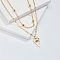 Evil Eye Heart Alloy Indicolite Rhinestone Pendant Double Layer Necklaces for Women, Golden, 13.39 inch(34cm)