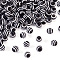 Striped Resin Beads, Round, Black, 6x5mm, Hole: 1.4mm