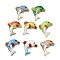 Handmade Cloisonne Beads, Dolphin, Golden, Mixed Color, 23x19x4.5mm, Hole: 1.2mm