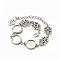 Alloy Bracelets & Anklets Making, Flower Link Bracelet with Heart Charm, Blank Cabochon Setting, Antique Silver, 9-1/2 inch(24.2cm), Round Tray: 12mm