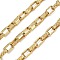 304 Stainless Steel Textured Rectangle Link Chains, Ion Plating(IP), Unwelded, with Spool, Real 18K Gold Plated, 9.5x6x3mm
