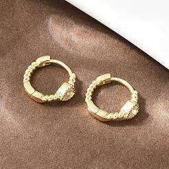 Серьги-кольца из латуни с микропаве и прозрачным кубическим цирконием в форме сердца&nbsp;EJEW-D348-26G