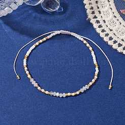 Браслет в богемном стиле из натурального радужного лунного камня и стеклянных бусин&nbsp;BJEW-JB10136-01