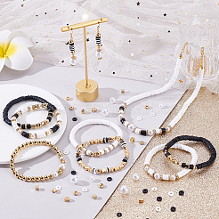 Наборы для изготовления браслетов из плоских круглых полимерных глиняных и пластиковых бусин ccb&nbsp;DIY-PH0029-38