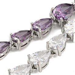 Латунные микро проложить кубического циркония ожерелья&nbsp;NJEW-H027-01P-07