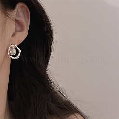 Овальные серьги-гвоздики из латуни и акрила&nbsp;FS-WGF0153-01