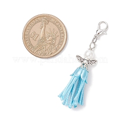 6 шт. подвеска в виде ангела из АБС-пластика с имитацией жемчуга и корейским вощеным полиэстеровым шнуром&nbsp;HJEW-JM03832-02