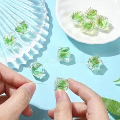 10 шт. двухцветные радужные переливающиеся акриловые бусины с УФ-покрытием&nbsp;TACR-YW0002-33D