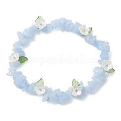 3 шт. эластичные браслеты из бусин с кусочками натурального розового кварца&nbsp;BJEW-JB12311