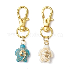 Подвесные украшения из медной проволоки с черепаховым окрасом из искусственной бирюзы&nbsp;HJEW-JM03233