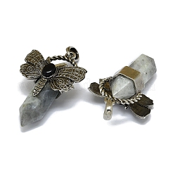Большие подвески с ограненными заостренными пулями из натурального лабрадорита&nbsp;G-Q165-01AS-03