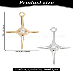 2 шт. 2-х цветные 14-каратные латунные подвески с микропаве из кубического циркония&nbsp;KK-LP0001-97