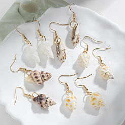 5 пара серег-подвесок из натуральных ракушек в богемном стиле&nbsp;FS-WG7C3B3-01