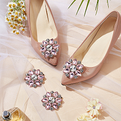 4 шт. цветочный сплав со стеклянными зажимами для обуви со стразами&nbsp;AJEW-FG0003-64C