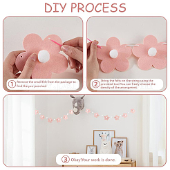 3 комплект двухцветных фетровых баннеров с цветами AJEW-CP0006-15