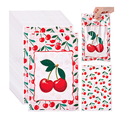 Прямоугольные пластиковые подарочные пакеты с принтом вишни и ручками-дырками&nbsp;ABAG-WH0032-101