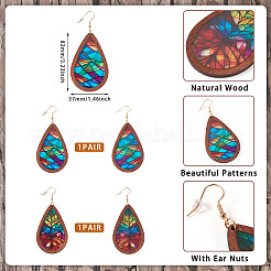 2 пара двухцветных акриловых сережек-подвесок для женщин&nbsp;EJEW-TA0001-53A