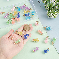 28шт 7 цвета стеклянные подвески&nbsp;DIY-PH0008-61