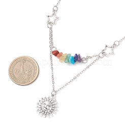 Цепочки и ожерелья из латунного кабеля с подвеской в виде чакры&nbsp;NJEW-JN05794