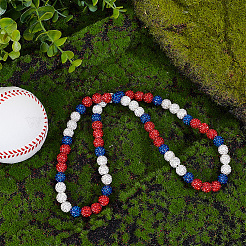 День независимости полимерная глина стразы круглые бусины эластичные ожерелья для женщин&nbsp;NJEW-PH01574