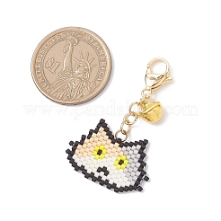 Подвески ручной работы из стеклянных бусин в форме головы кошки&nbsp;HJEW-MZ00366-04